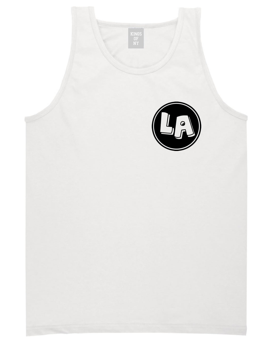 LA Circle Chest Los Angeles Tank Top in White By Kings Of NY