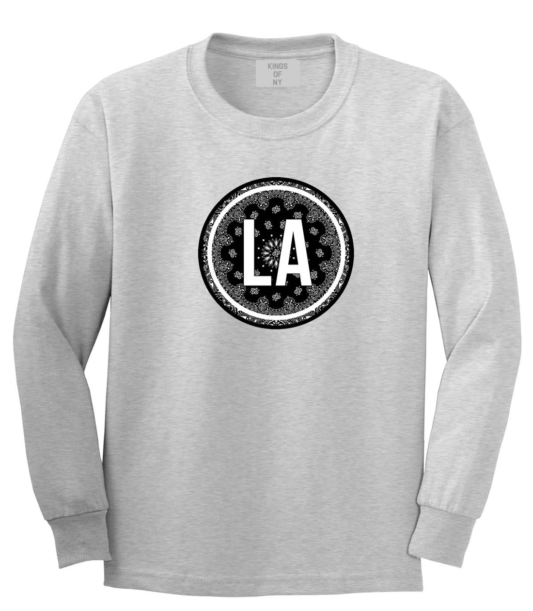 Kings Of NY La Los Angeles Cali California Bandana Long Sleeve T-Shirt in Grey