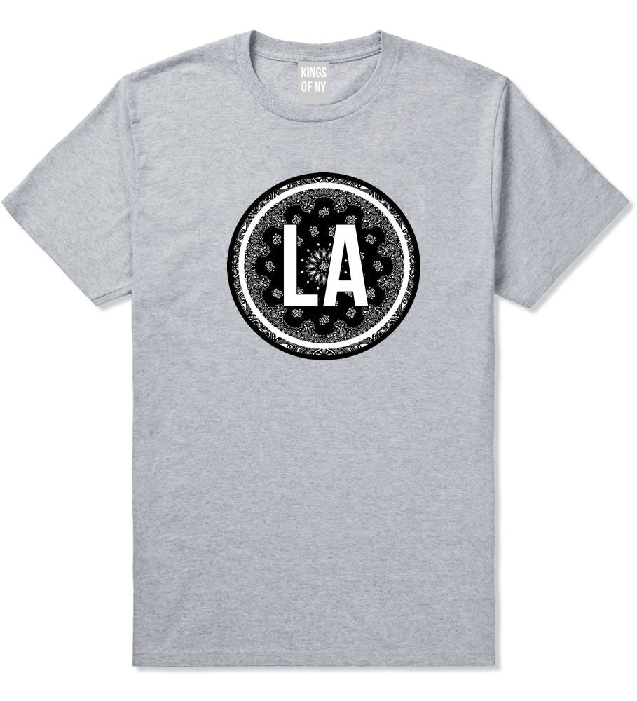 Kings Of NY La Los Angeles Cali California Bandana T-Shirt in Grey