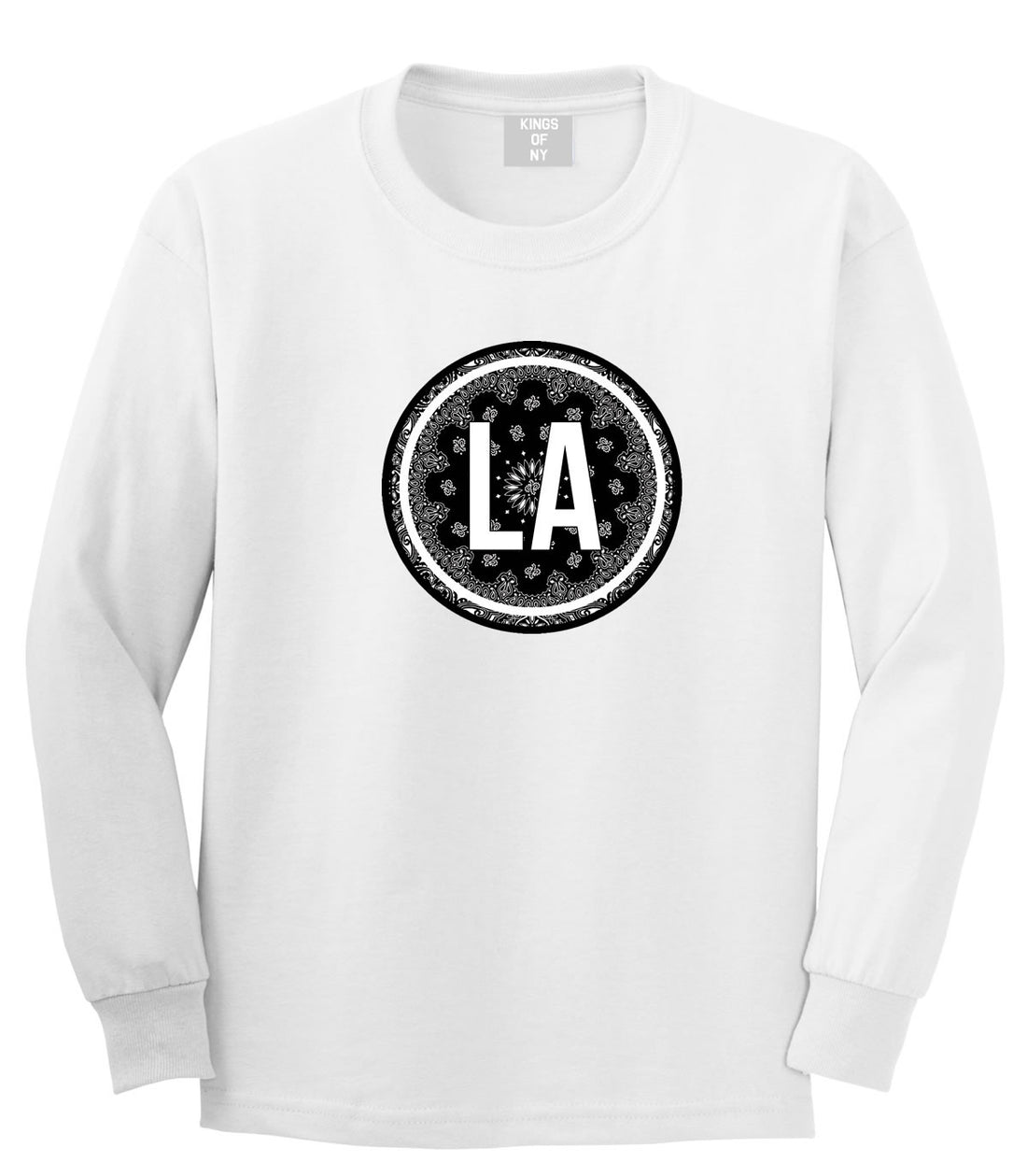 Kings Of NY La Los Angeles Cali California Bandana Long Sleeve T-Shirt in White