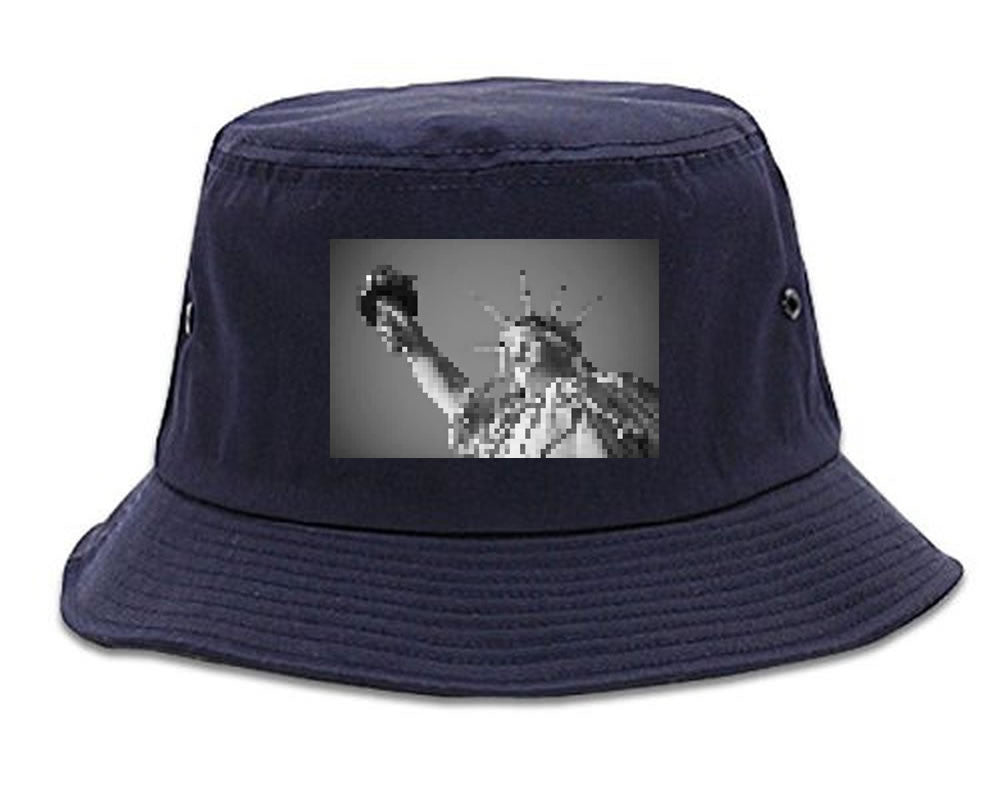 Statue Of Liberty Pixelated Bucket Hat in Blue by Kings Of NY
