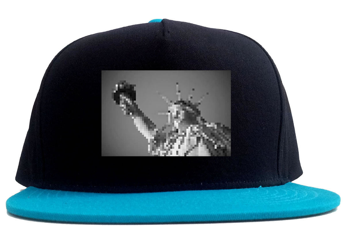 Statue Of Liberty Pixelated 2 Tone Snapback Hat in Black and Blue by Kings Of NY