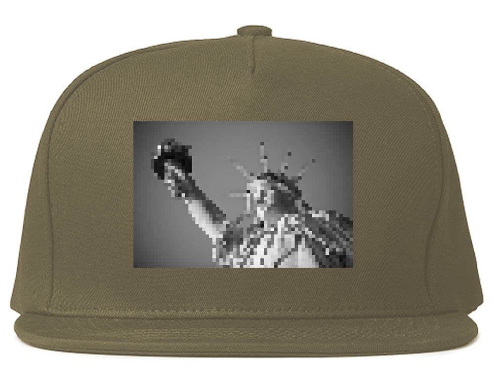 Statue Of Liberty Pixelated Snapback Hat in Grey by Kings Of NY