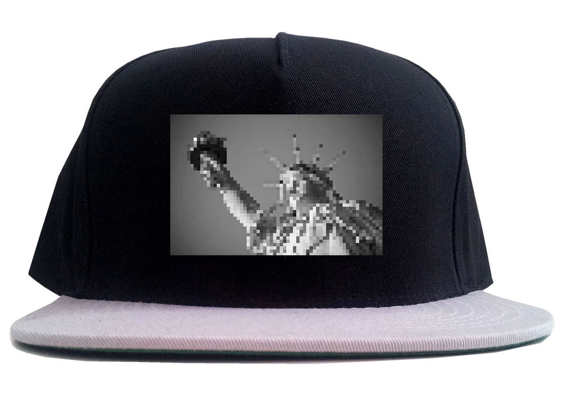 Statue Of Liberty Pixelated 2 Tone Snapback Hat in Black and Grey by Kings Of NY