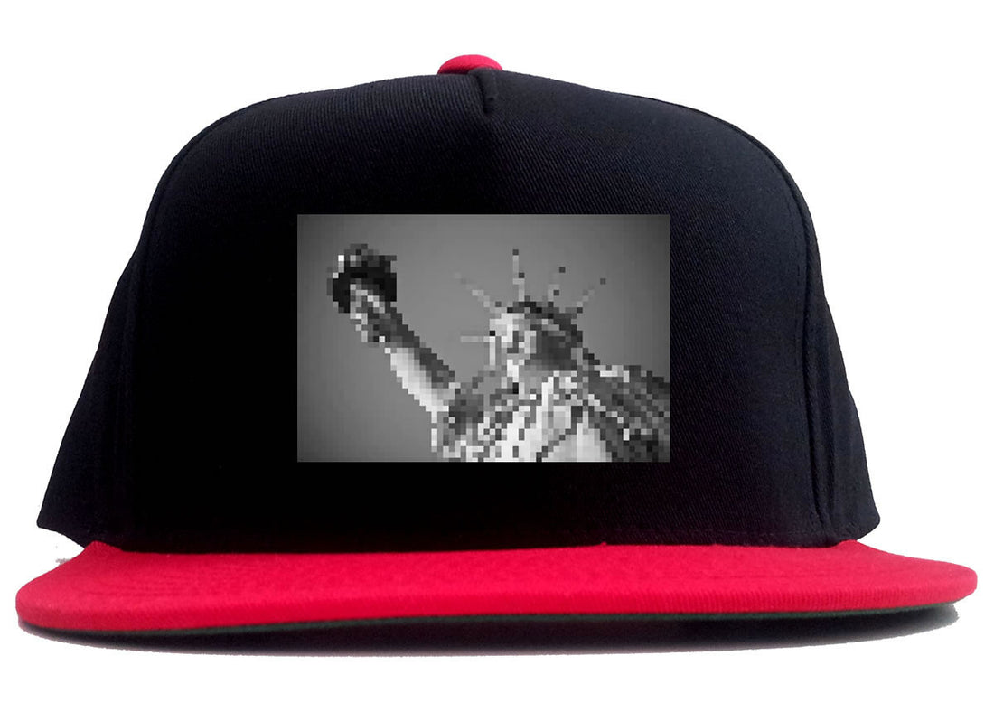 Statue Of Liberty Pixelated 2 Tone Snapback Hat in Black and Red by Kings Of NY