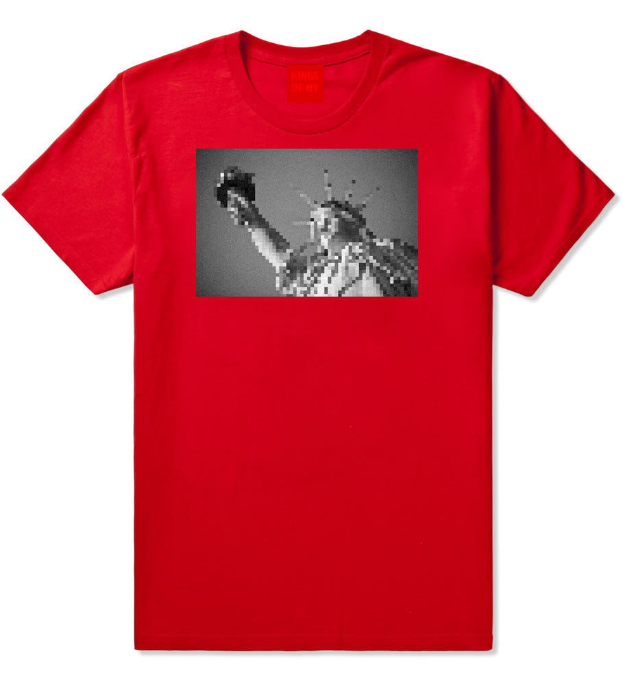 Statue Of Liberty Pixelated Boys Kids T-Shirt in Red by Kings Of NY