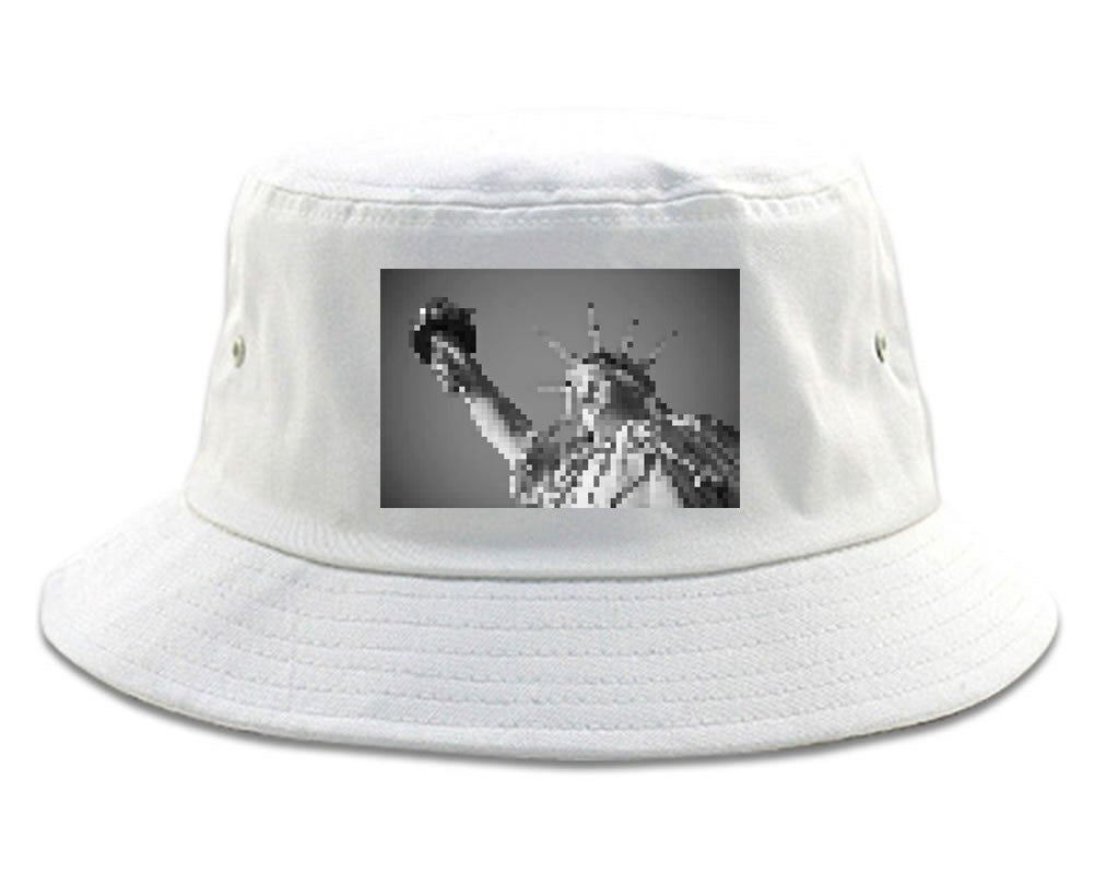 Statue Of Liberty Pixelated Bucket Hat in White by Kings Of NY