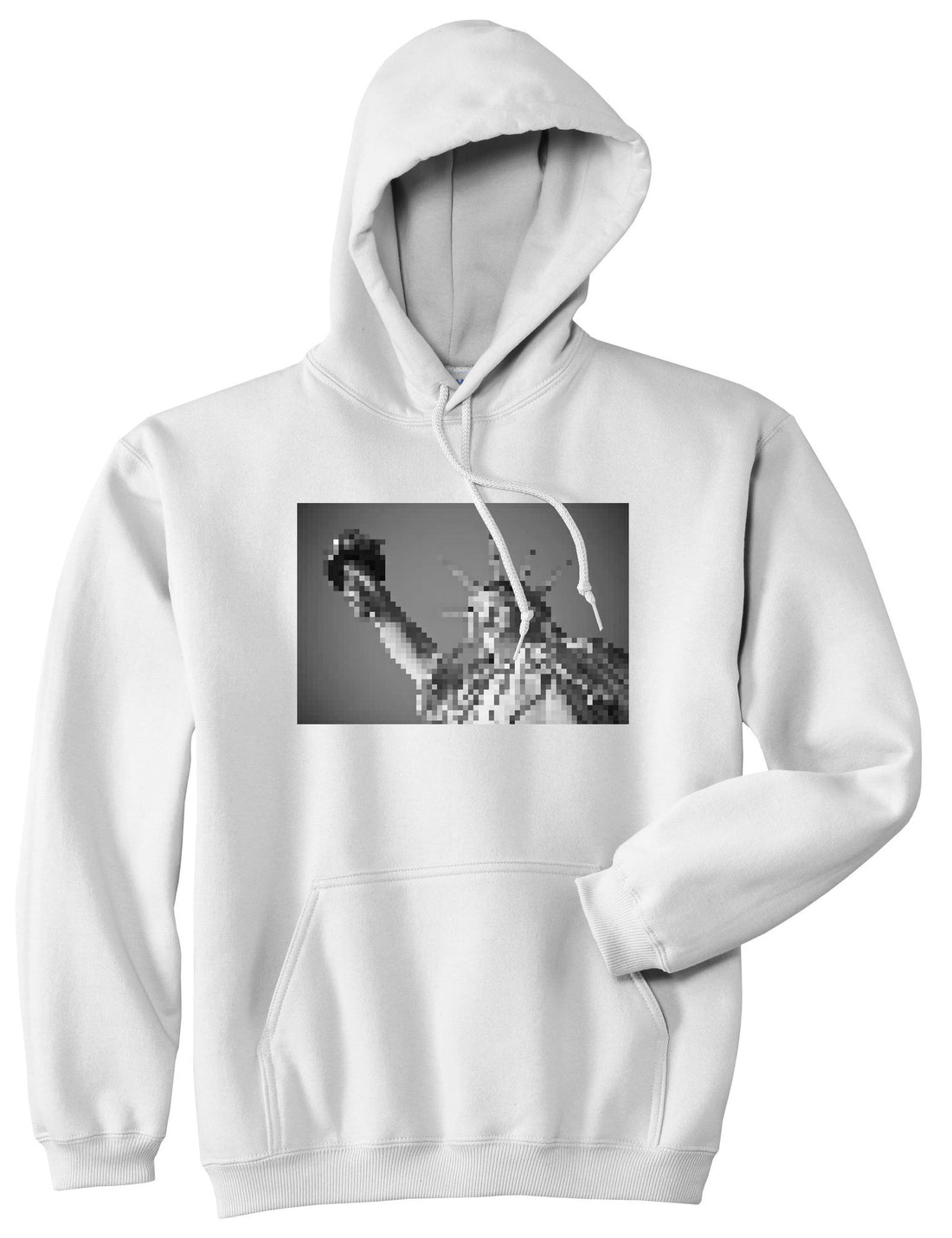 Statue Of Liberty Pixelated Pullover Hoodie Hoody in White by Kings Of NY