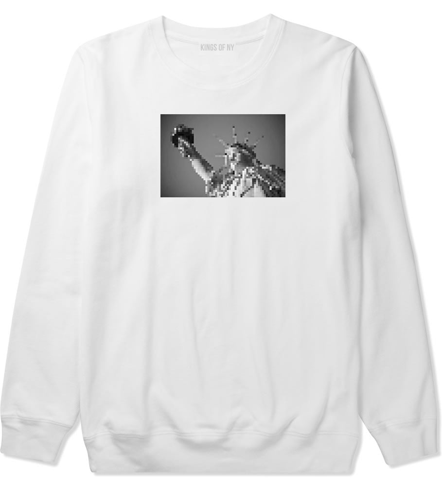 Statue Of Liberty Pixelated Crewneck Sweatshirt in White by Kings Of NY