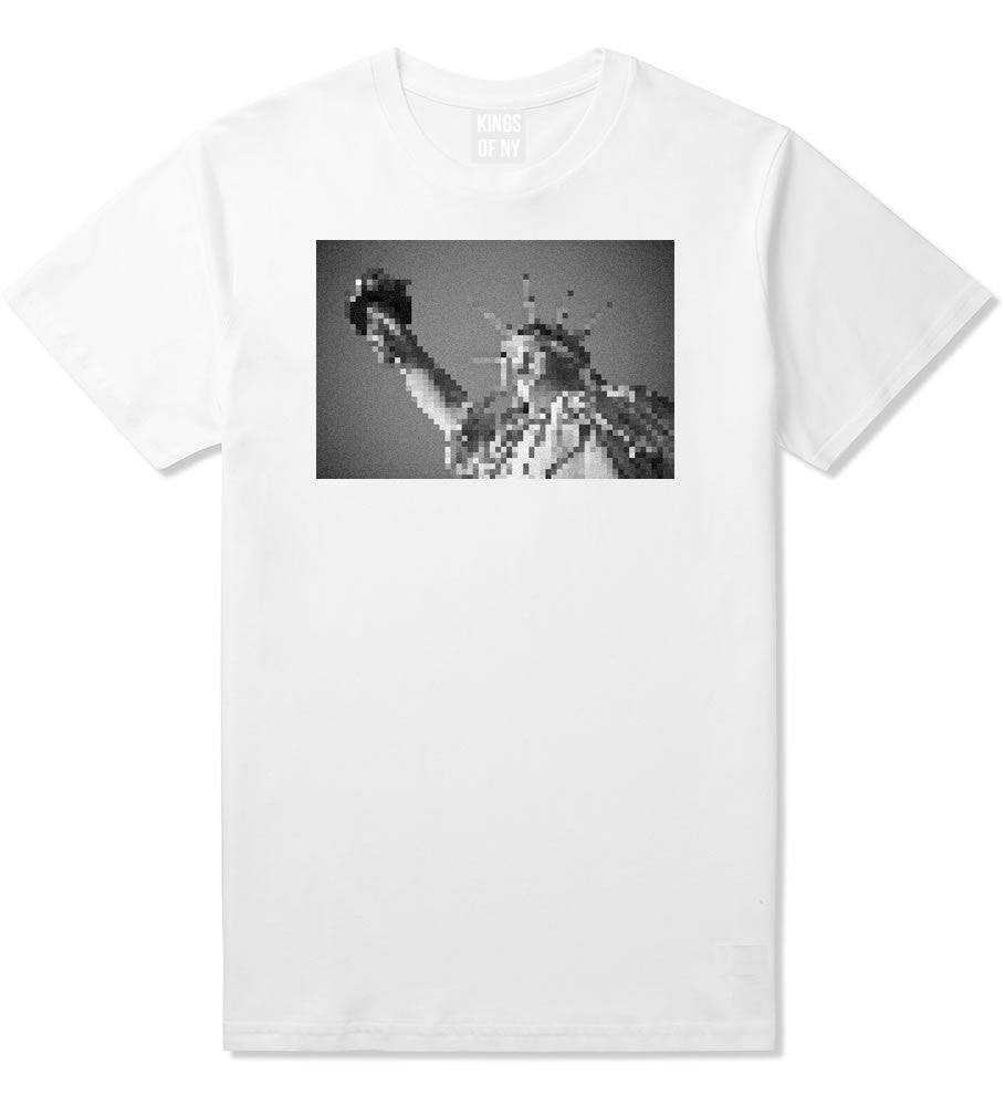 Statue Of Liberty Pixelated Boys Kids T-Shirt in White by Kings Of NY