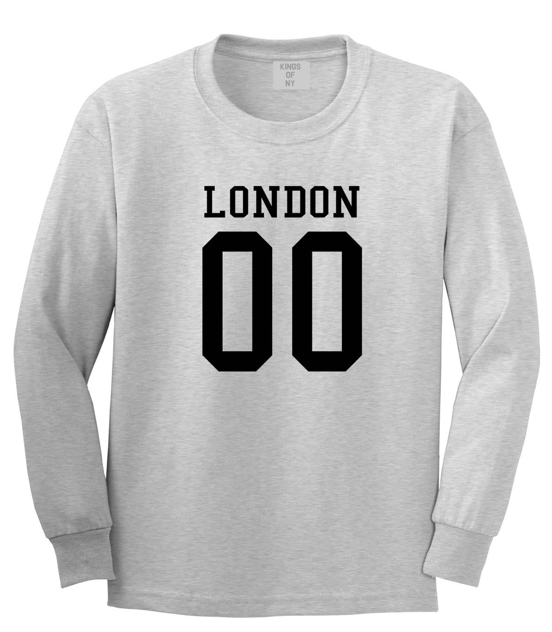 London Team 00 Jersey Long Sleeve T-Shirt in Grey By Kings Of NY