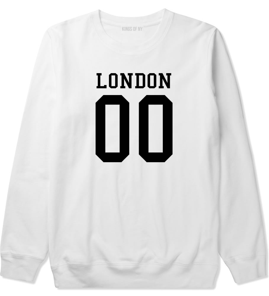 London Team 00 Jersey Boys Kids Crewneck Sweatshirt in White By Kings Of NY
