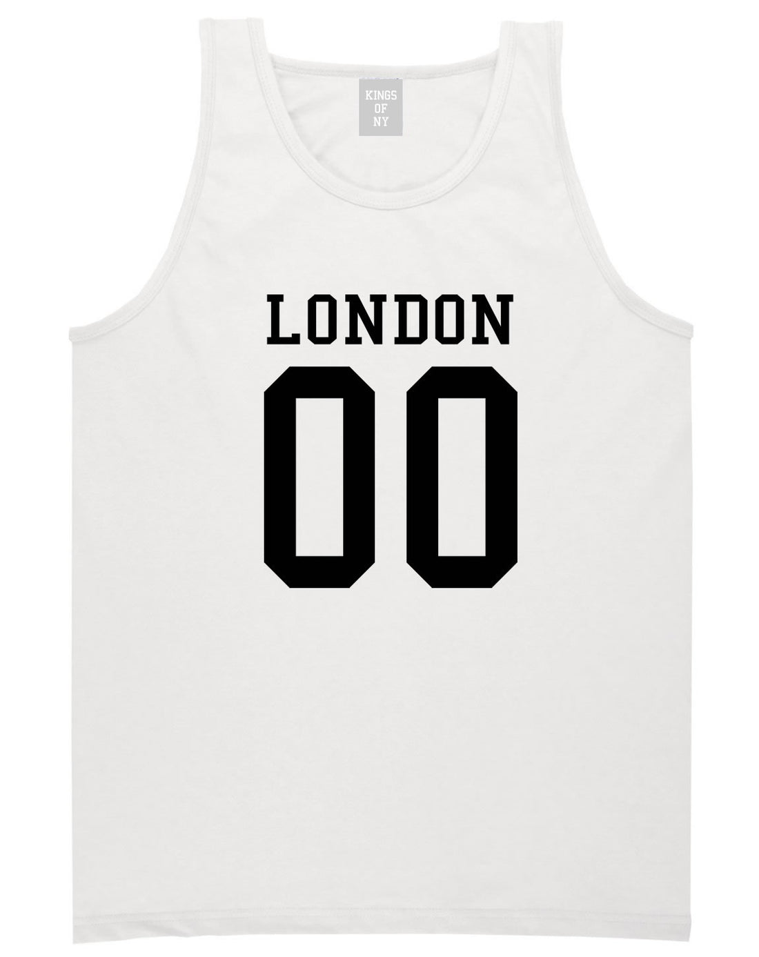 London Team 00 Jersey Tank Top in White By Kings Of NY
