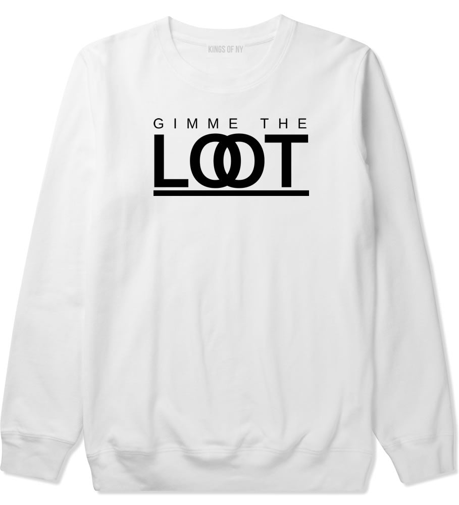 Gimme The Loot  Crewneck Sweatshirt in White By Kings Of NY