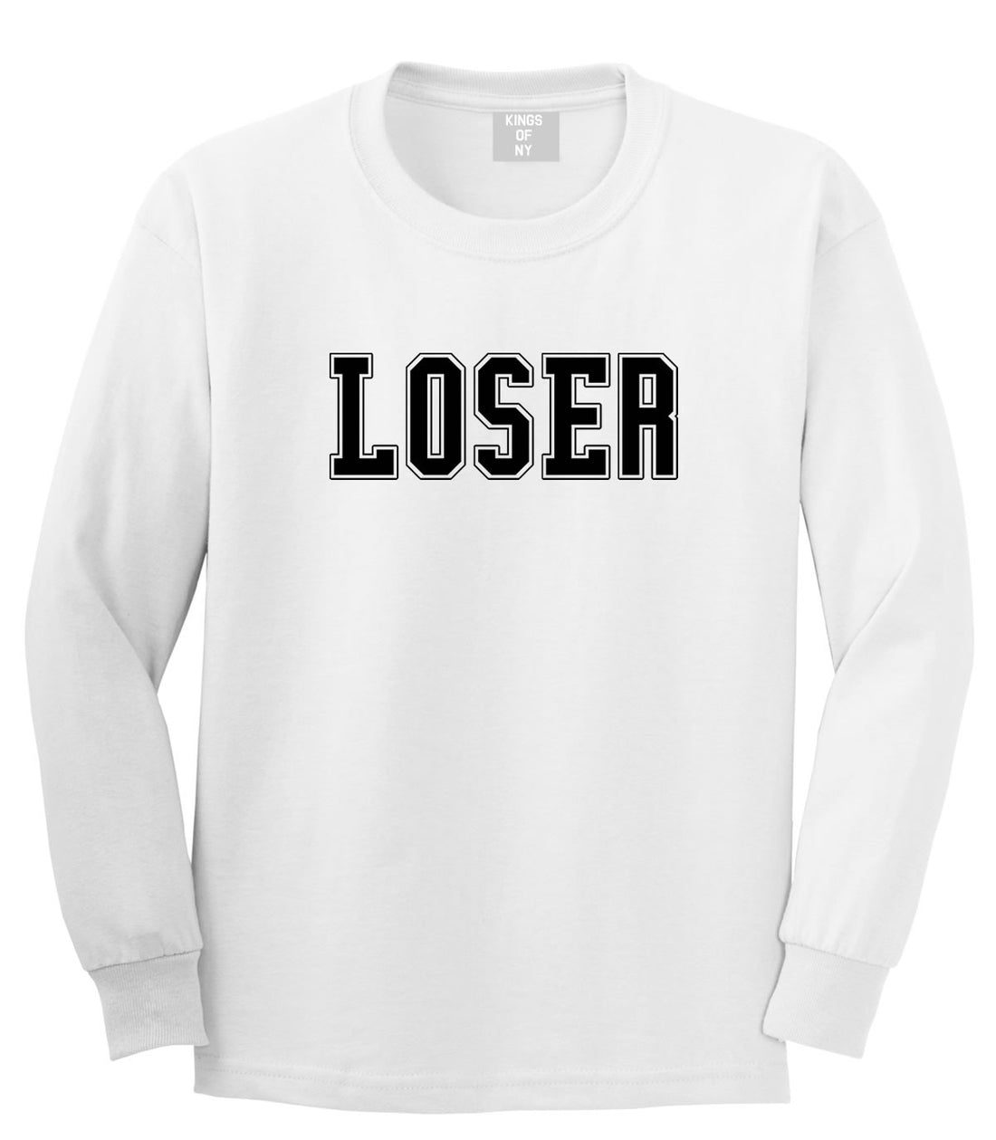 Loser College Style Long Sleeve T-Shirt in White By Kings Of NY