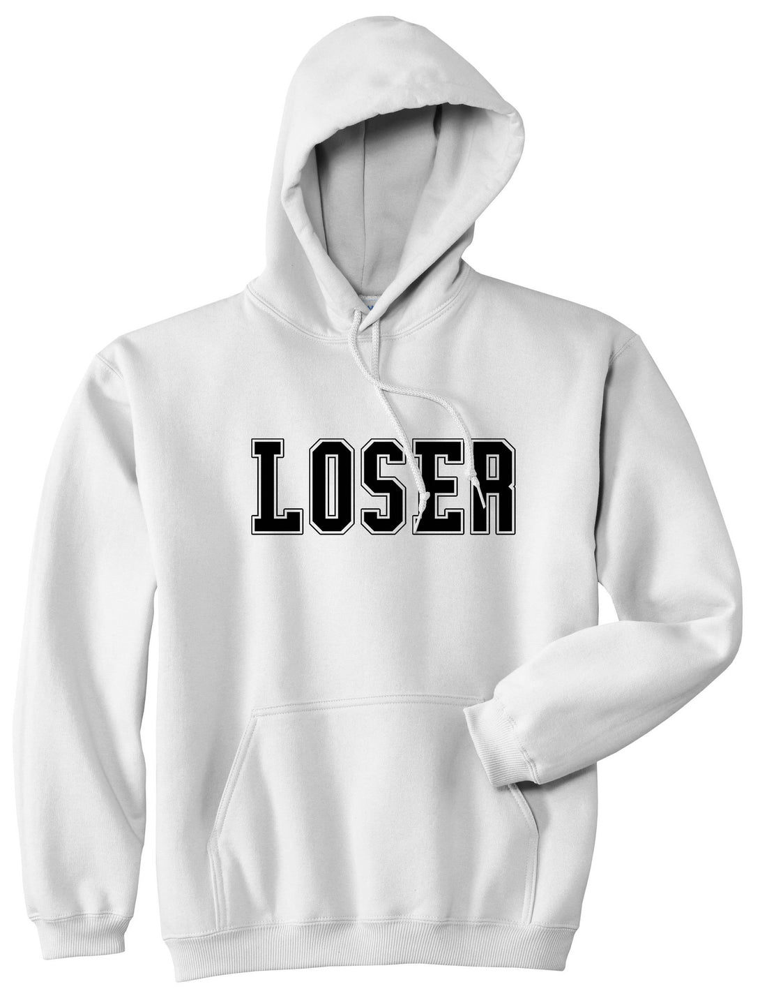 Loser College Style Pullover Hoodie in White By Kings Of NY