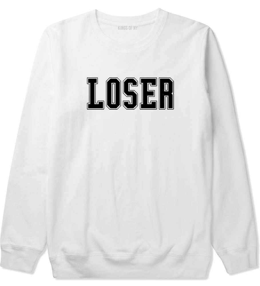 Loser College Style Crewneck Sweatshirt in White By Kings Of NY