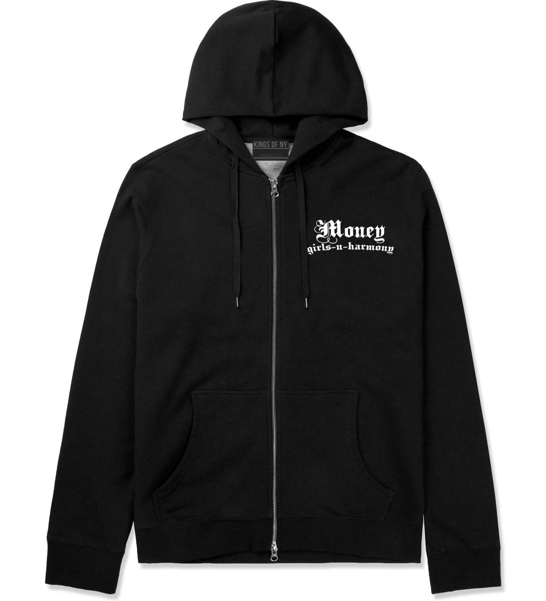 Money Girls And Harmony Zip Up Hoodie in Black By Kings Of NY