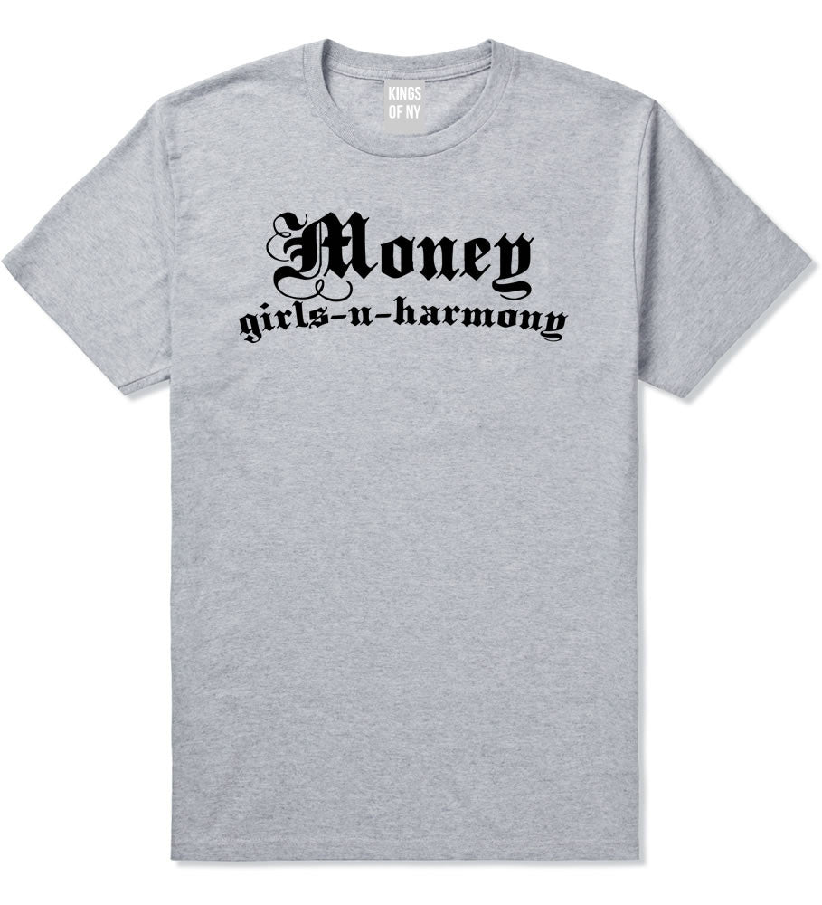 Money Girls And Harmony T-Shirt in Grey By Kings Of NY