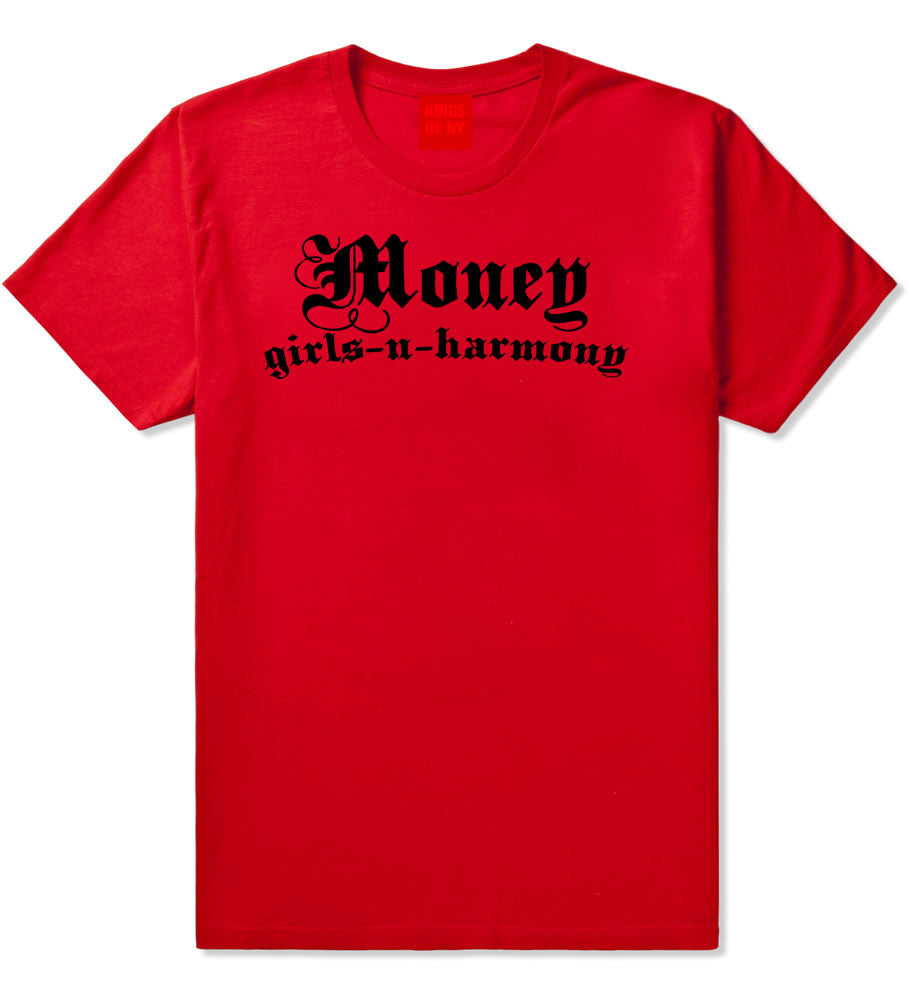 Money Girls And Harmony T-Shirt in Red By Kings Of NY