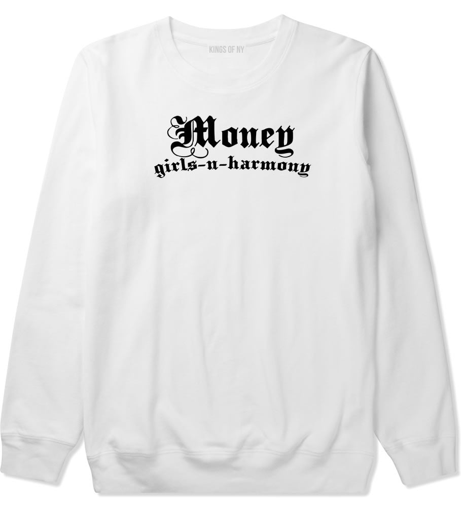 Money Girls And Harmony Crewneck Sweatshirt in White By Kings Of NY