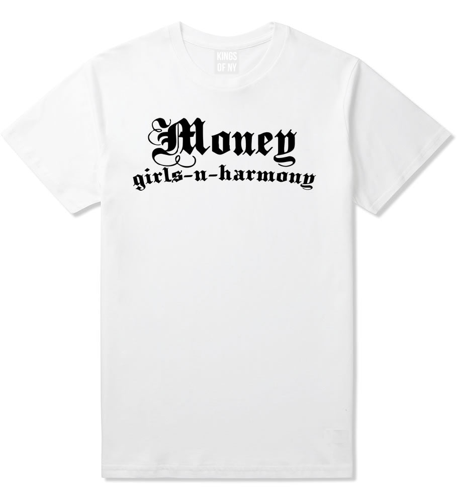 Money Girls And Harmony T-Shirt in White By Kings Of NY