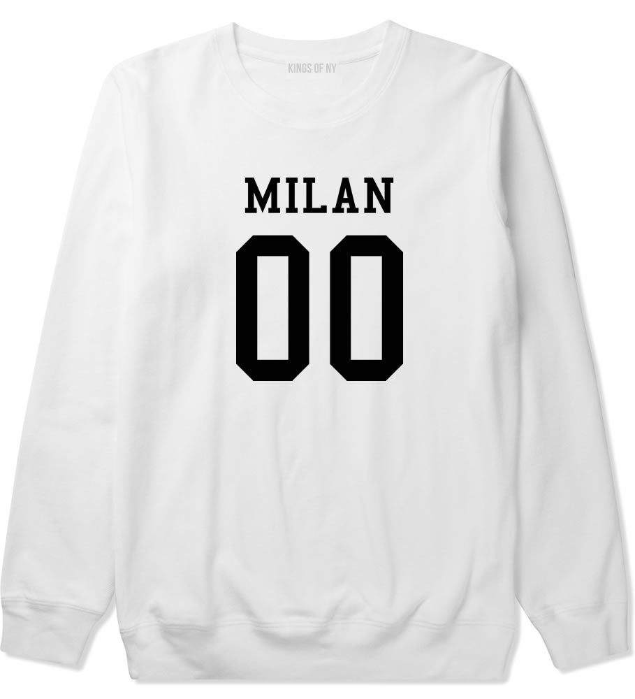 Milan Team 00 Jersey Boys Kids Crewneck Sweatshirt in White By Kings Of NY
