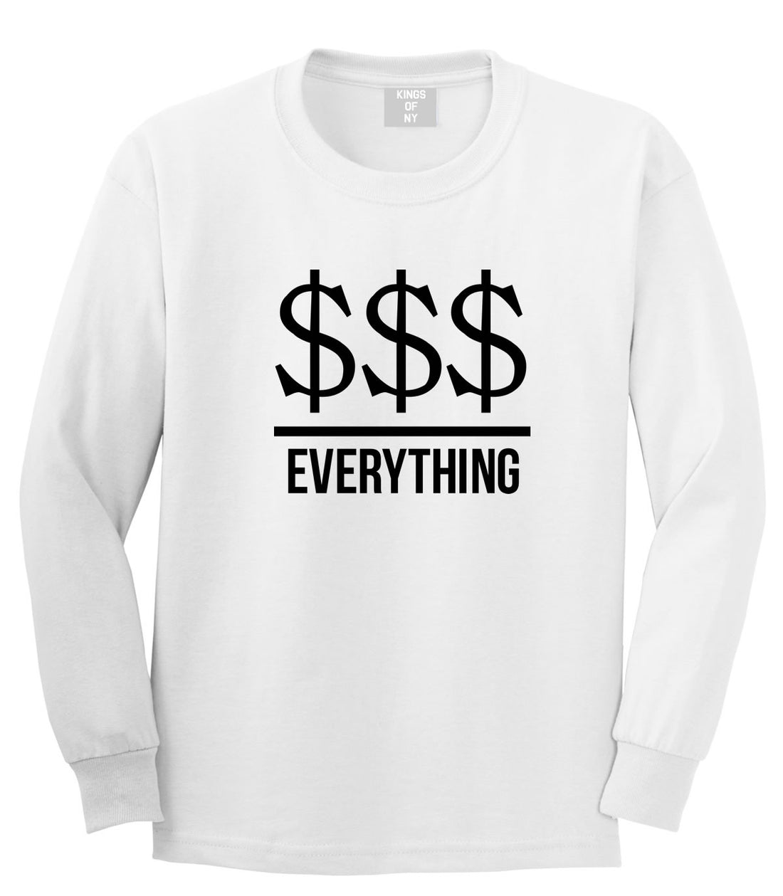 Kings Of NY Money Over Everything Long Sleeve T-Shirt in White