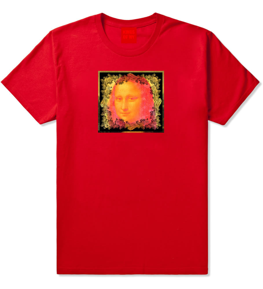 Mona Artwork Art Lisa Wall Painting T-Shirt In Red by Kings Of NY