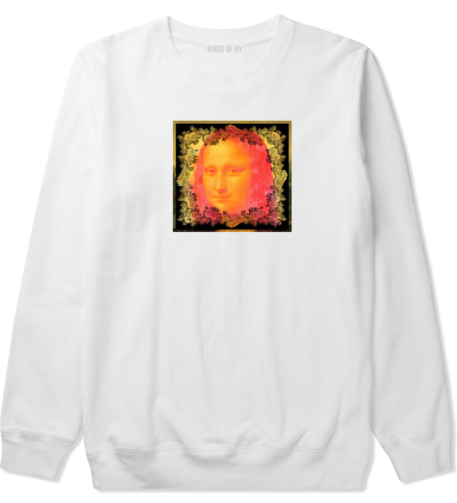 Mona Artwork Art Lisa Wall Painting Boys Kids Crewneck Sweatshirt in White by Kings Of NY