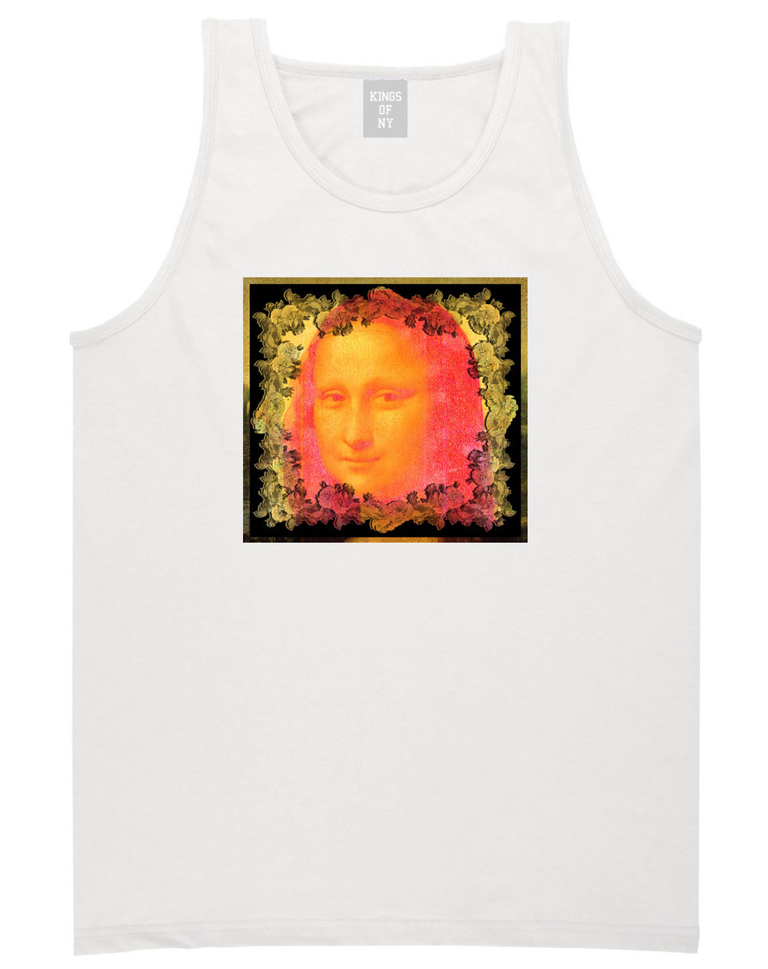 Mona Artwork Art Lisa Wall Painting Tank Top In White by Kings Of NY