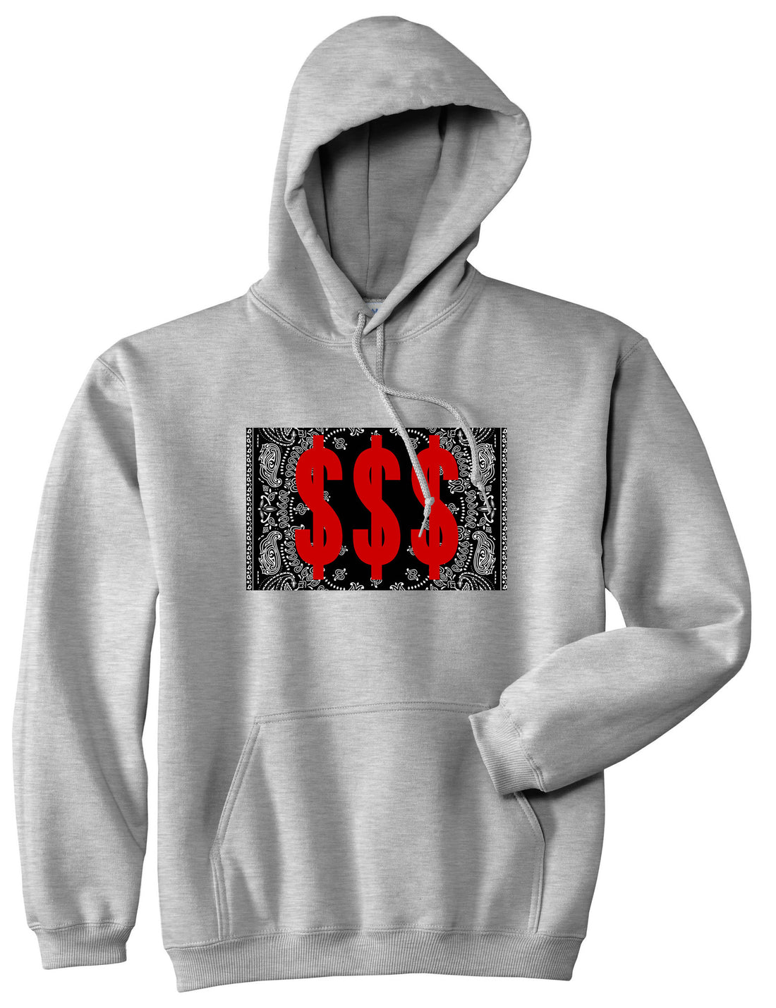 Money Bandana Gang Pullover Hoodie in Grey By Kings Of NY