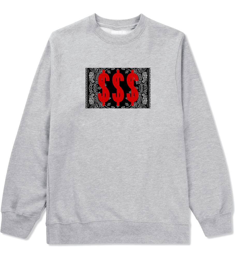Money Bandana Gang Crewneck Sweatshirt in Grey By Kings Of NY