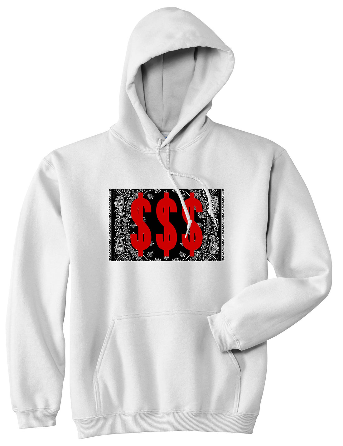 Money Bandana Gang Pullover Hoodie in White By Kings Of NY