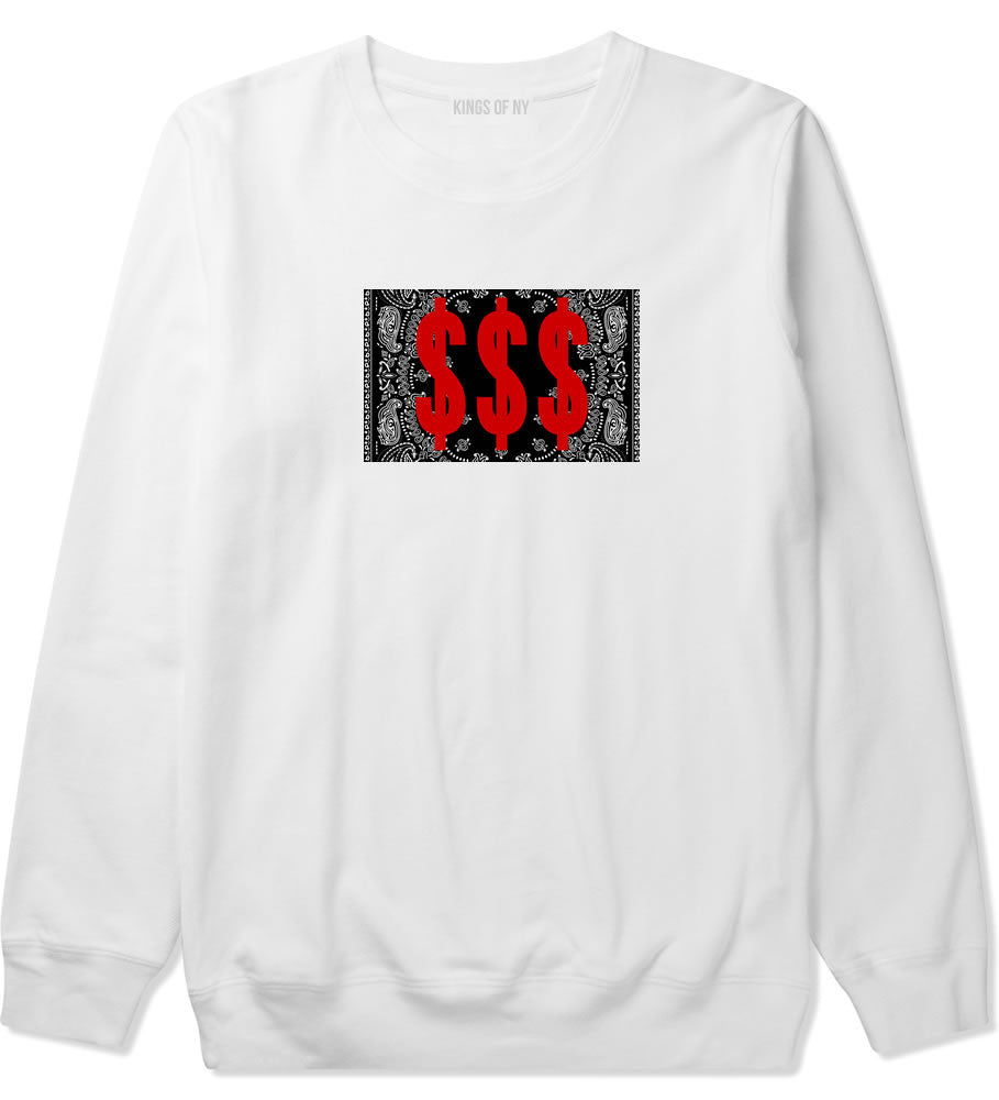 Money Bandana Gang Crewneck Sweatshirt in White By Kings Of NY