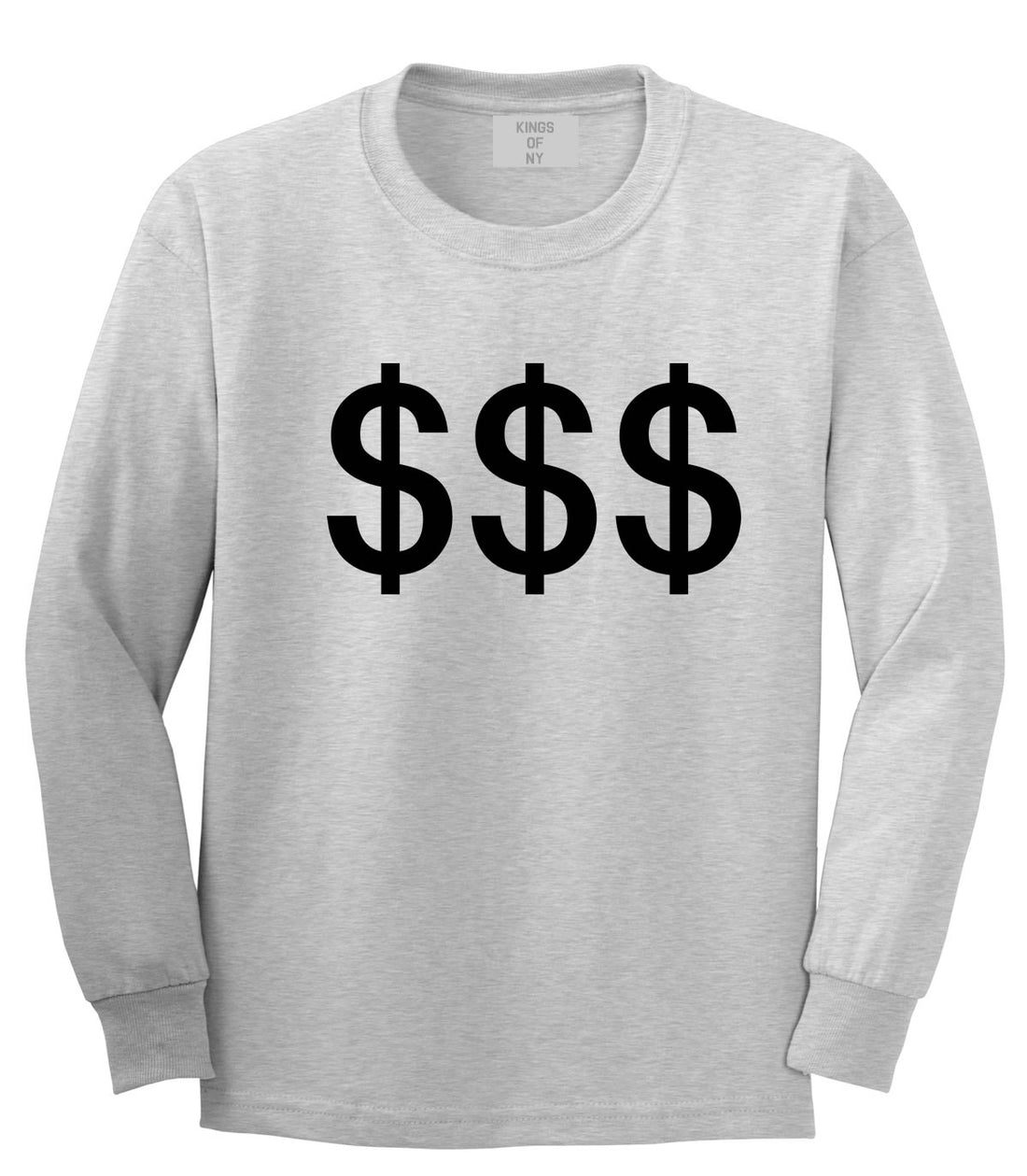 Kings Of NY Money Signs Long Sleeve T-Shirt in Grey