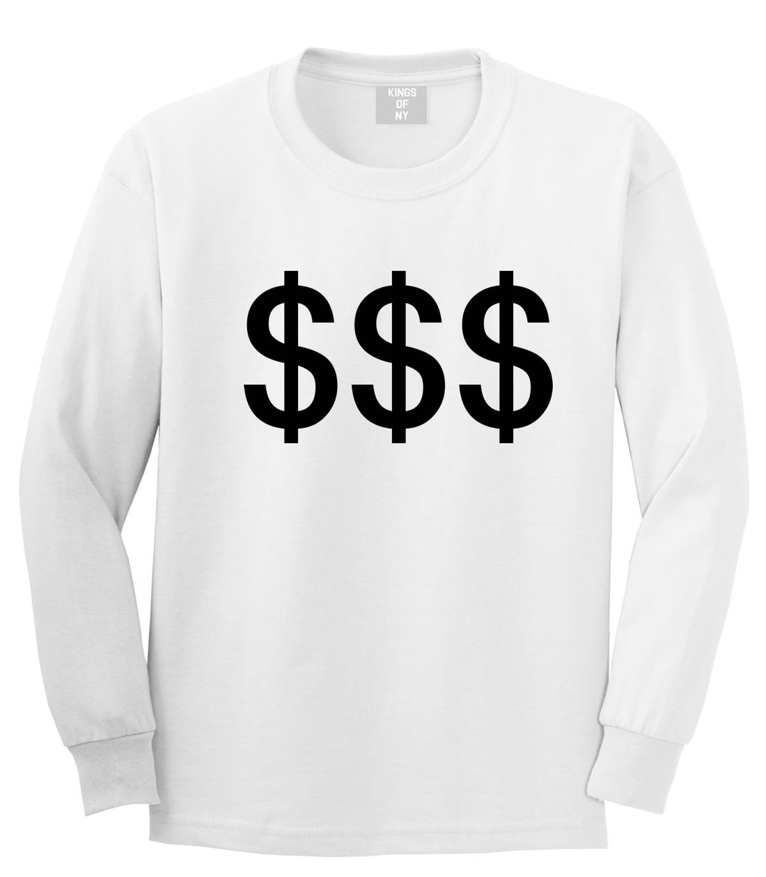 Kings Of NY Money Signs Long Sleeve T-Shirt in White
