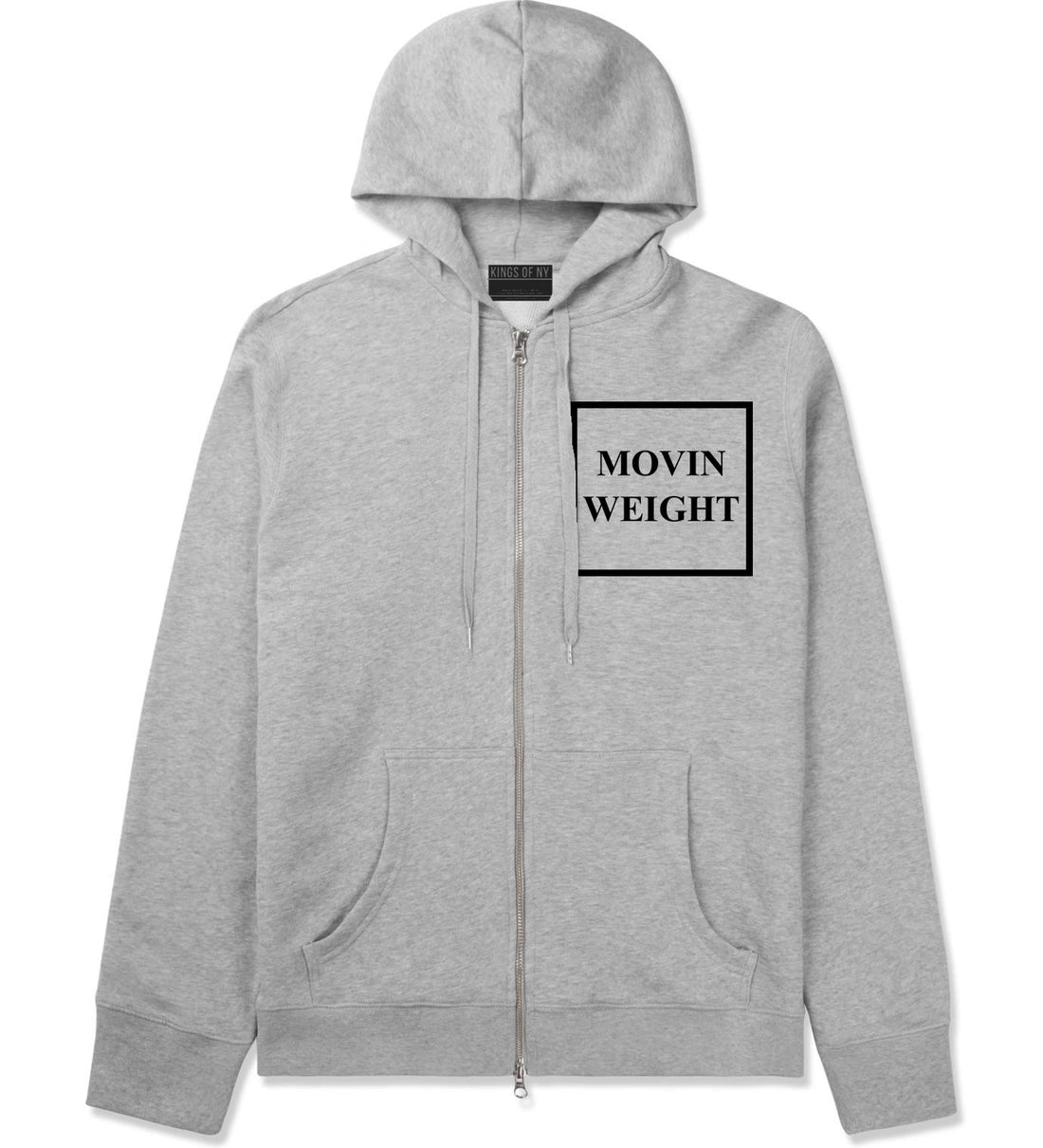 Movin Weight Hustler Zip Up Hoodie Hoody in Grey by Kings Of NY
