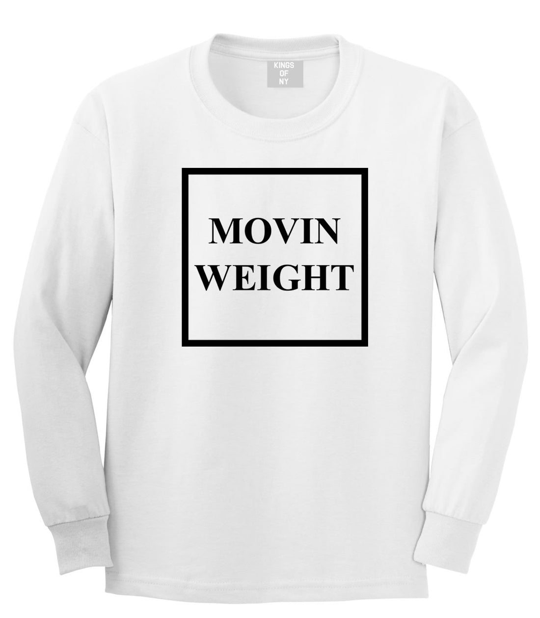 Movin Weight Hustler Long Sleeve T-Shirt in White by Kings Of NY