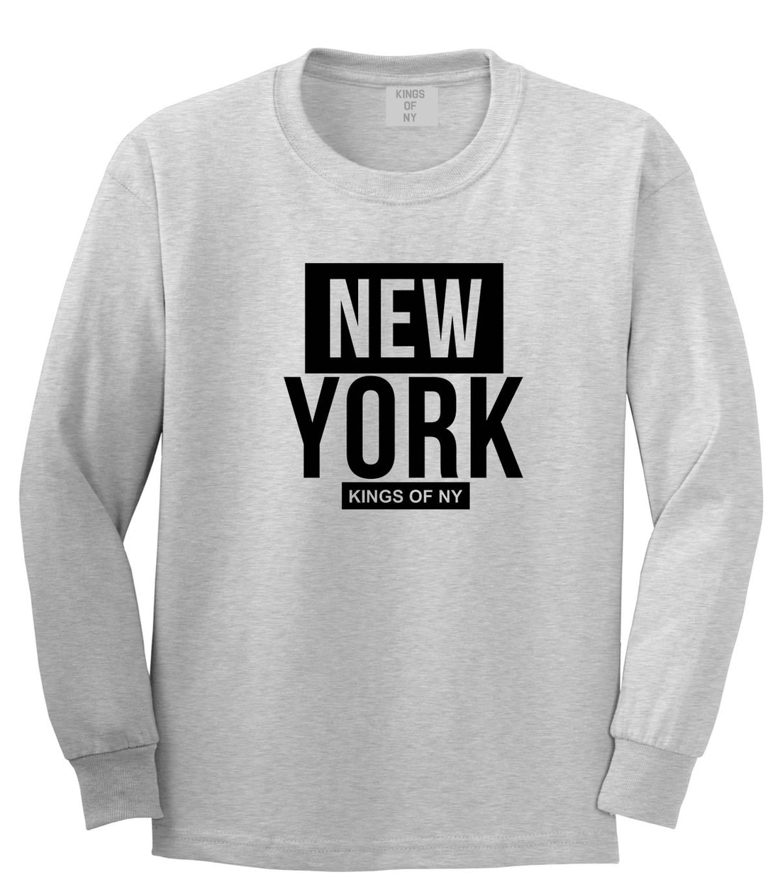 New York Block Box Long Sleeve T-Shirt in Grey by Kings Of NY