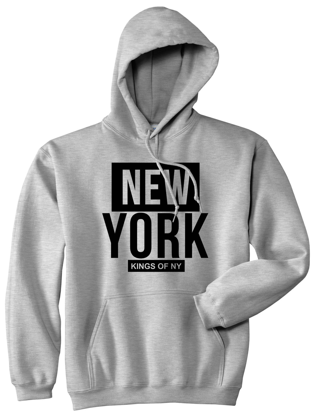New York Block Box Pullover Hoodie Hoody in Grey by Kings Of NY