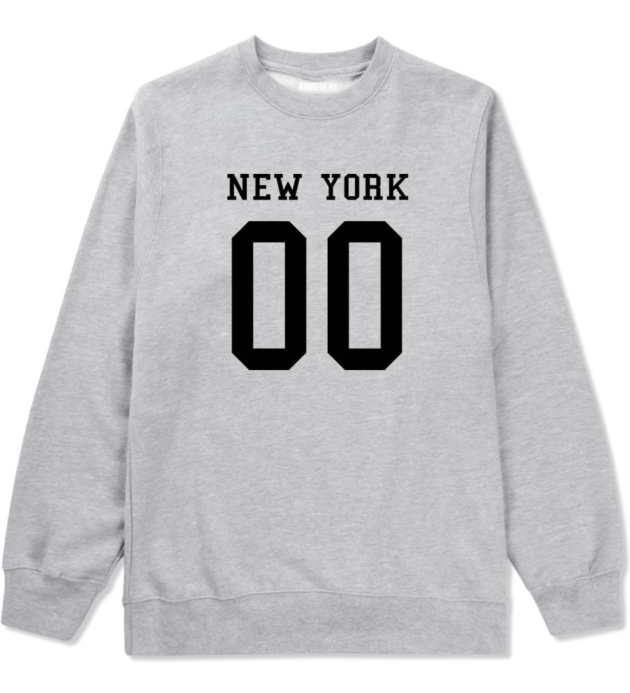 New York Team 00 Jersey Crewneck Sweatshirt in Grey By Kings Of NY