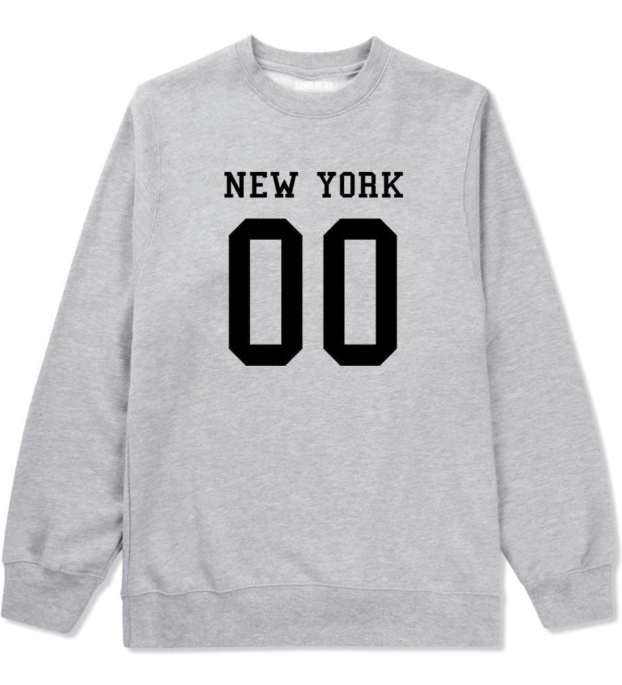 New York Team 00 Jersey Boys Kids Crewneck Sweatshirt in Grey By Kings Of NY