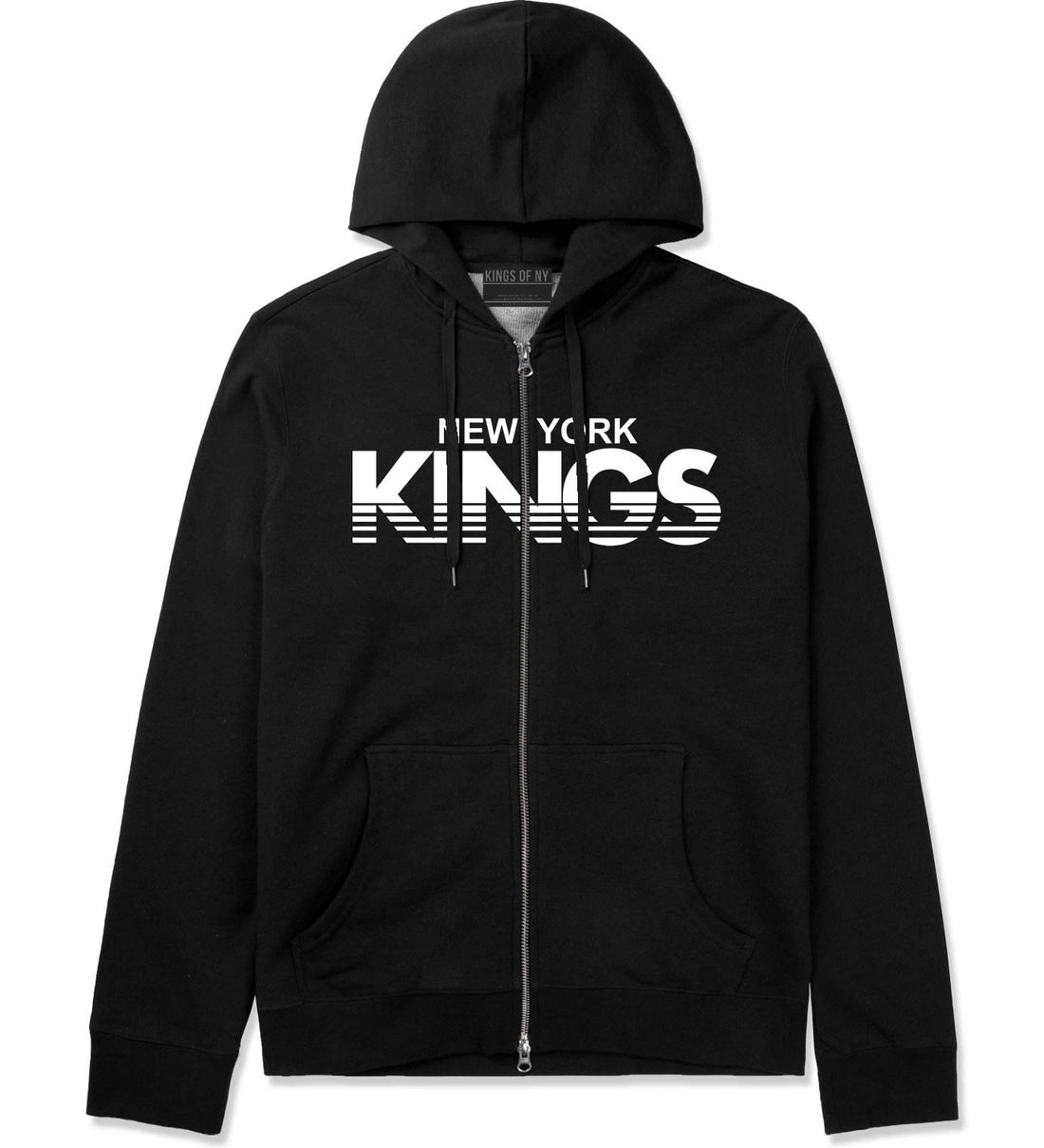 New York Kings Racing Style Zip Up Hoodie Hoody in Black by Kings Of NY