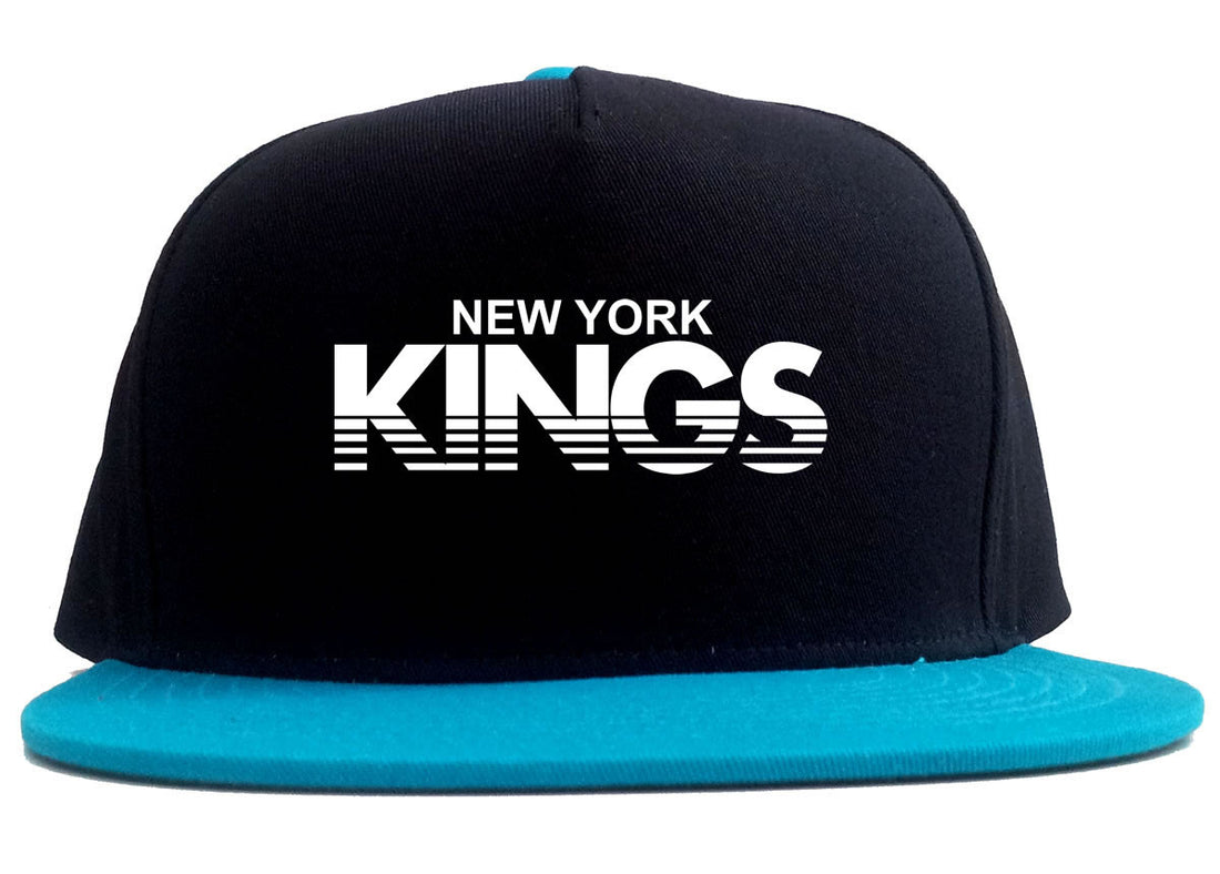 New York Kings Racing Style 2 Tone Snapback Hat in Black and Blue by Kings Of NY