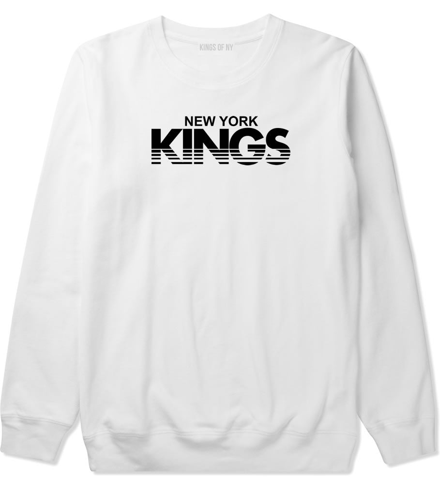 New York Kings Racing Style Crewneck Sweatshirt in White by Kings Of NY
