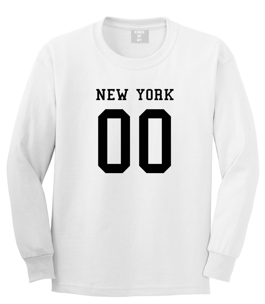 New York Team 00 Jersey Long Sleeve T-Shirt in White By Kings Of NY