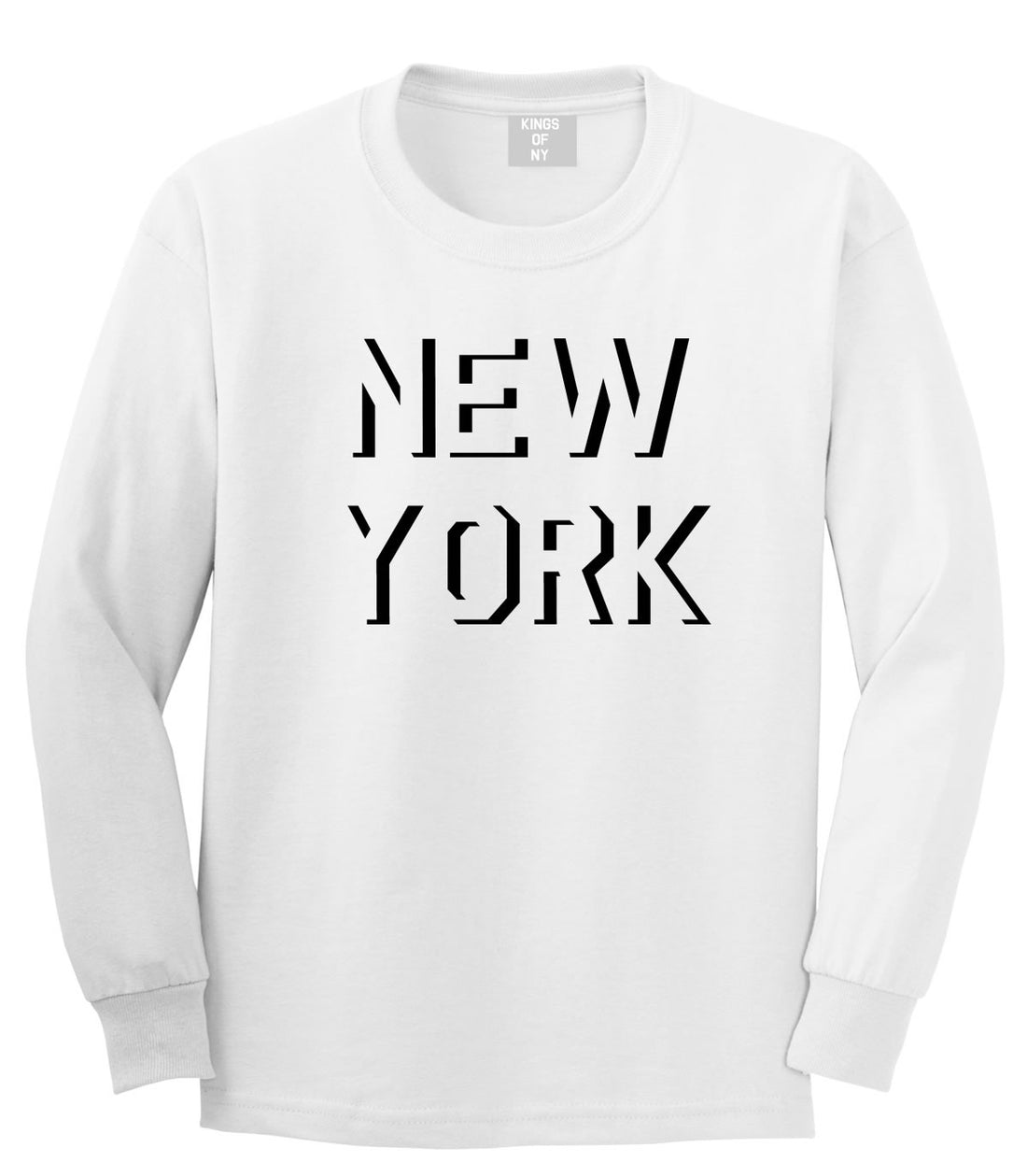 New York Shadow Logo Long Sleeve T-Shirt in White