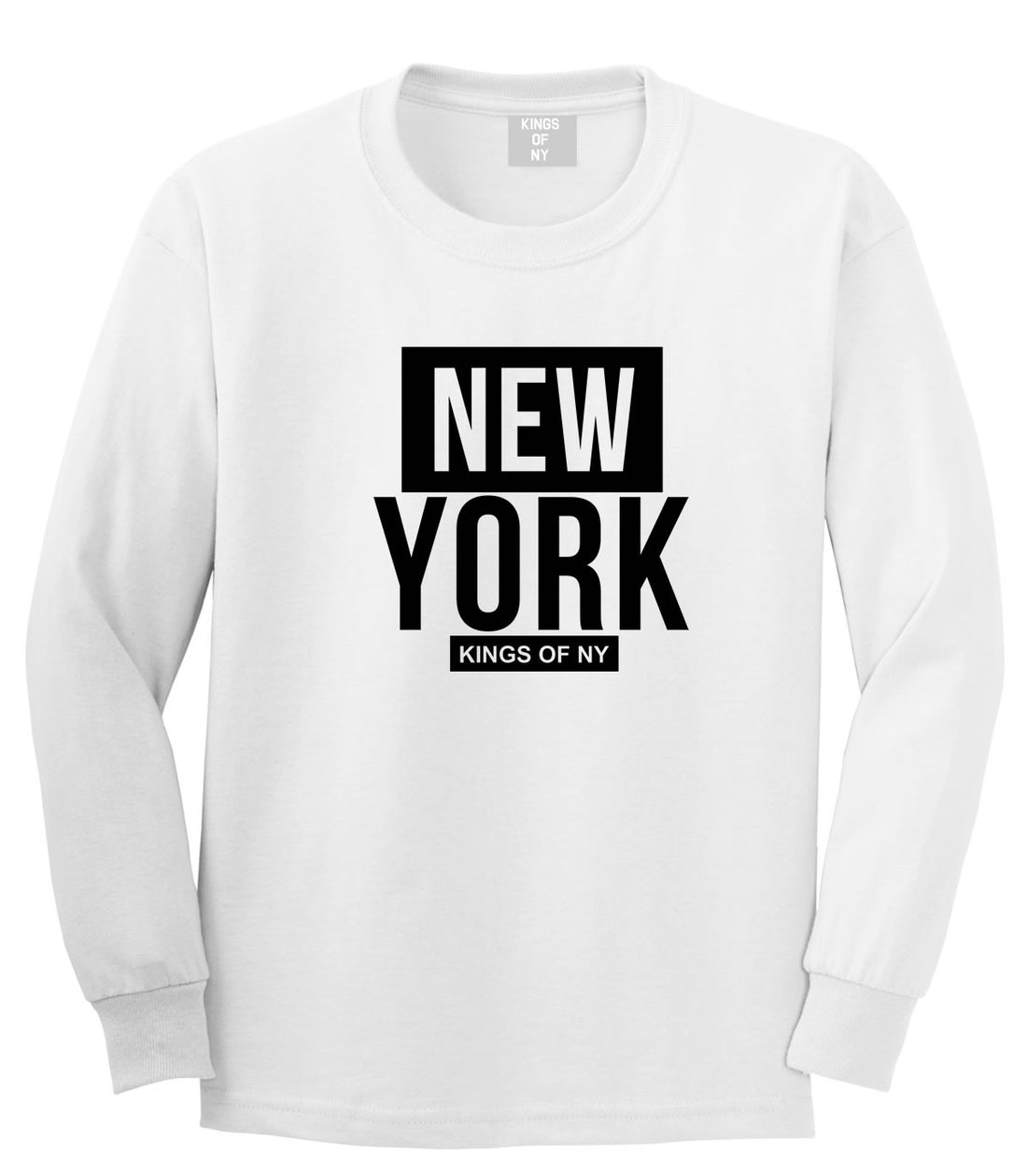 New York Block Box Long Sleeve T-Shirt in White by Kings Of NY