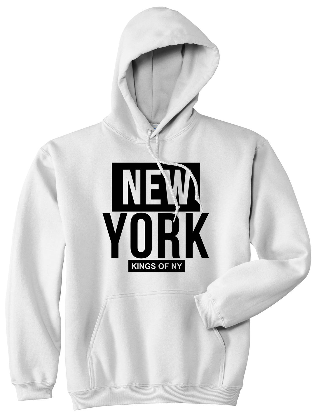 New York Block Box Pullover Hoodie Hoody in White by Kings Of NY